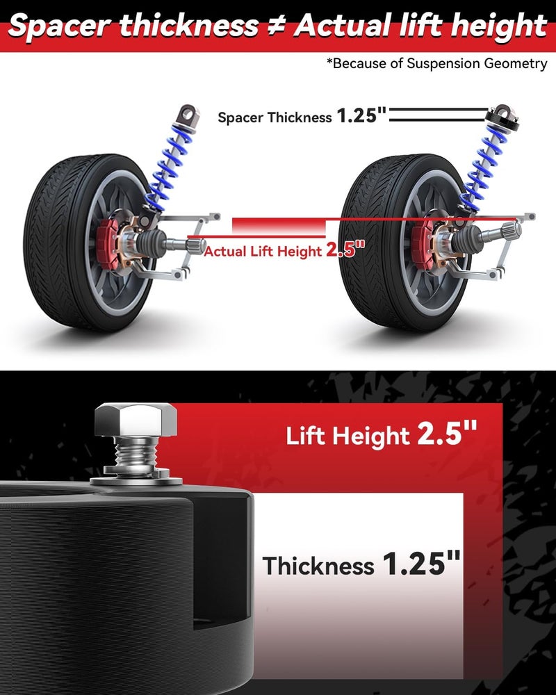 PROEZE 2.5" Leveling Lift Kits for 2005-2023 Tacoma 2WD 4WD, 2003-2023 4Runner 2WD 4WD and 07-15 FJ Cruiser 2WD 4WD, 2.5 inch Forged Front Strut Spacers Leveling Kits - Image 4